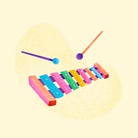 Colorful xylophone sticker vector musical instrument illustration