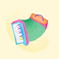 Green accordion sticker vector musical instrument illustration