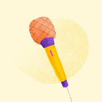 Orange microphone sticker vector flat design illustration