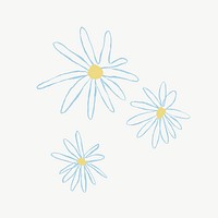 Blue daisy flower vector cute doodle illustration