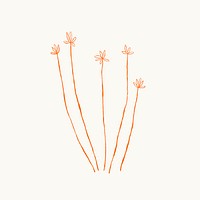 Red flower branch vector aesthetic doodle illustration