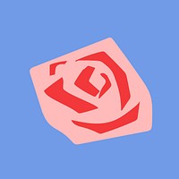 Pink rose floral sticker vector on blue background