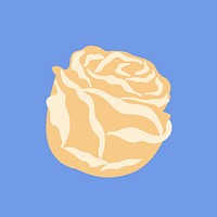 Beige rose floral sticker vector on blue background