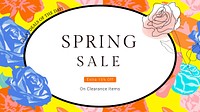 Spring floral SALE template vector with colorful roses fashion ad banner