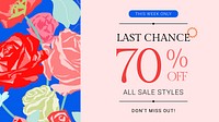 Spring floral SALE template vector with colorful roses fashion ad banner