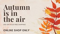 Autumn sell template vector for blog banner autumn is in the air