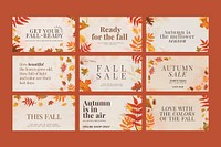 Autumn sell template vector set for blog banner