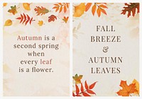 Autumn season quote template vector set for poster