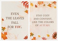 Autumn season quote template vector set for poster