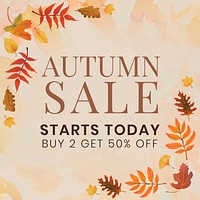 Autumn sell template vector for social media post