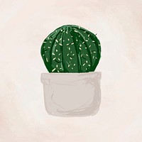 Cute potted plant element vector Gymnocalycium parvulum in hand drawn style