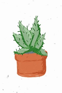 Cute potted plant element psd Aloe mitriformis in hand drawn style