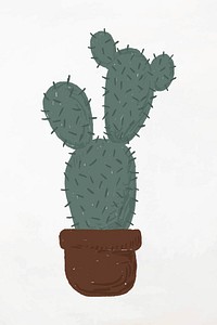 Cute potted plant element vector Opuntia microdasys in hand drawn style