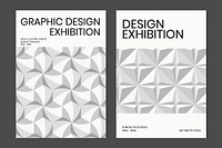 Art exhibition geometric template vector ad poster geometric modern style dual set