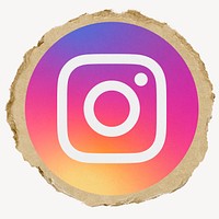 Instagram icon for social media in ripped paper design. 23 JUNE 2022 - BANGKOK, THAILAND