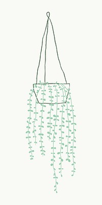 Hanging plant psd houseplant doodle