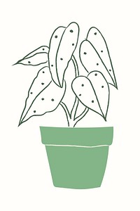 Simple houseplant vector doodle potted plant