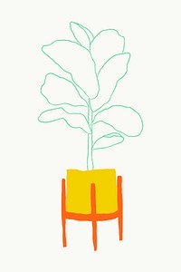 Potted houseplant vector simple doodle style