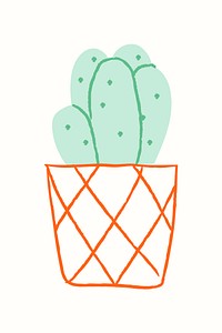 Potted cactus simple houseplant doodle 