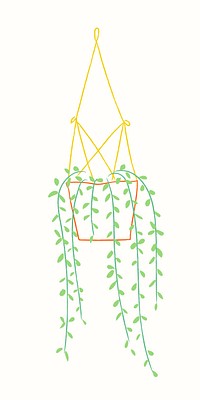 Hanging plant houseplant vector doodle