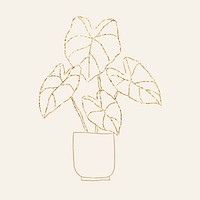 Gold potted plant vector houseplant element graphic