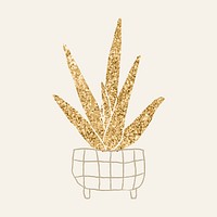 Shimmery gold houseplant aloe vera vector