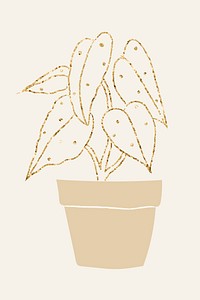 Gold potted plant houseplant element graphic