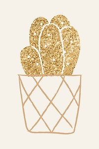 Glittery gold sea sand cactus vector 