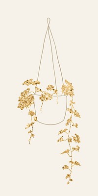 Gold hanging plant vector houseplant doodle