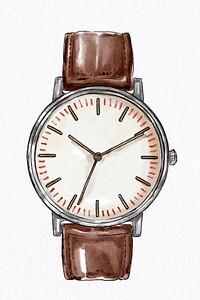 Men's leather wrist watch vector hand drawn fashion sketch