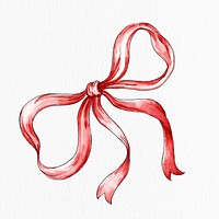 Red ribbon bow hand drawn illustration