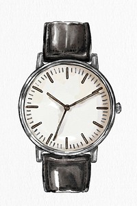 Men's leather wrist watch vector hand drawn fashion sketch