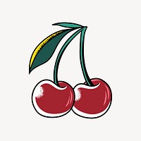 Cherry collage element, fruit illustration psd