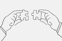 Business people doodle hands connecting puzzle jigsaw