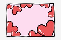 Heart doodle frame vector pink background