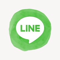 LINE app icon vector with a watercolor graphic effect. 21 JULY 2021 - BANGKOK, THAILAND
