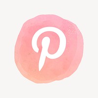 Pinterest logo vector in watercolor design. Social media icon. 21 JULY 2021 - BANGKOK, THAILAND