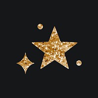 Sparkling stars vector icon with glitter texture on black background