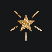 Sparkling stars vector icon with glitter texture on black background