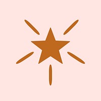 Stars vector sparkling icon in flat brown style on pink background