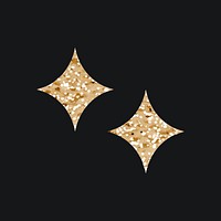 Sparkling stars vector icon with glitter texture on black background