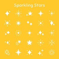 Sparkling stars vector icon set in flat style