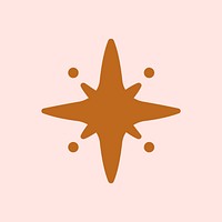 Stars vector sparkling icon in flat brown style on pink background