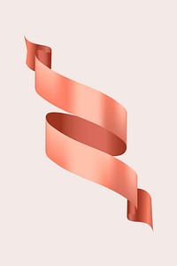 Ribbon banner vector art, rose gold realistic label design