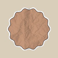 Badge sticker vector brown label illustration in wrinkled paper texture