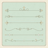 Vintage ornament vector set in yellow color