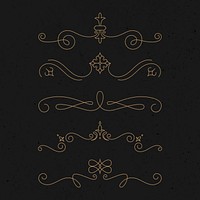 Vintage ornament vector set in luxury gold 