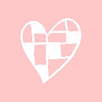 Heart icon checkered, vector pink Valentine&rsquo;s Day doodle design