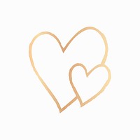 Gold heart element vector in hand drawn style