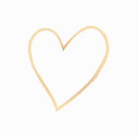 Gold heart element vector in hand drawn style